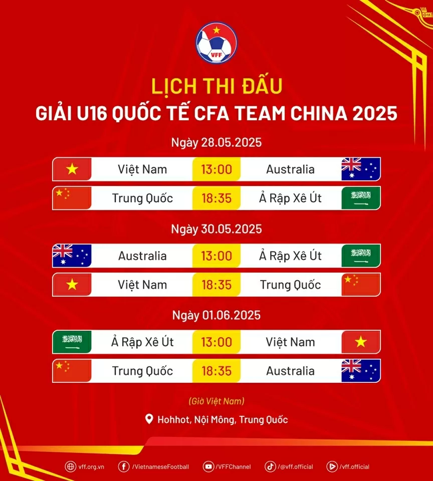 Triệu tập 30 cầu thủ đội tuyển U16 Việt Nam chuẩn bị giải giao hữu quốc tế tại trung Quốc