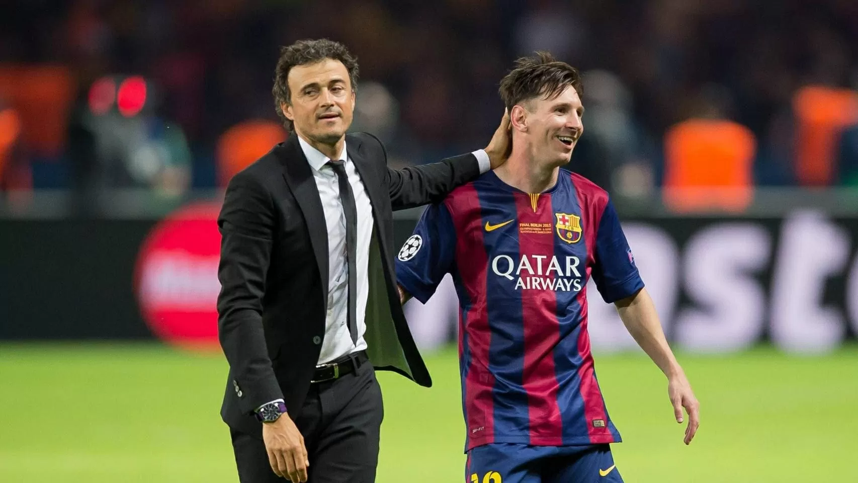 Messi và Luis Enrique ở chung kết Champions League 2015. Ảnh: EFE