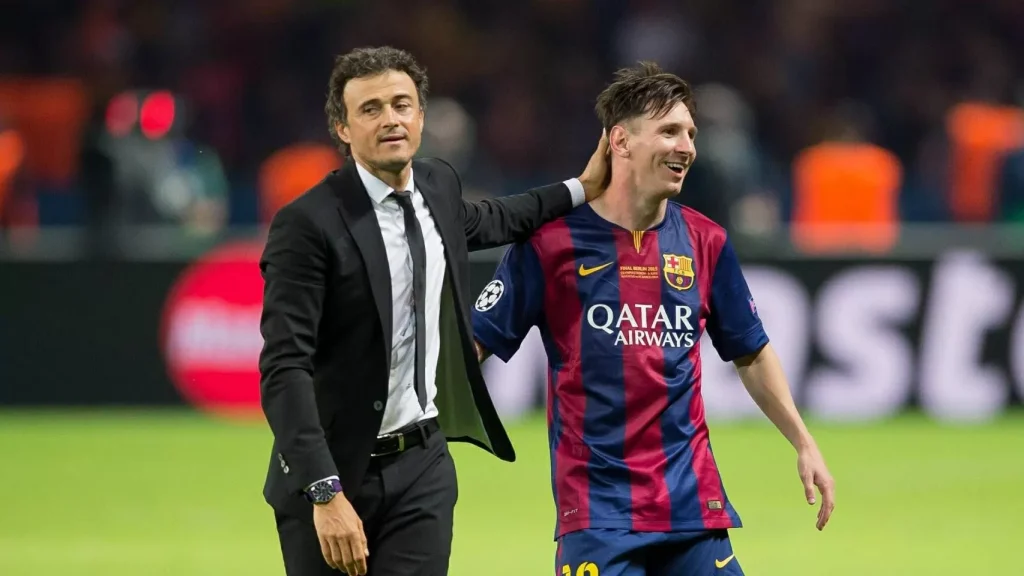 Messi và Luis Enrique ở chung kết Champions League 2015. Ảnh: EFE
